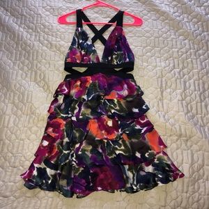 Floral ruffled cocktail dress Bebe XS